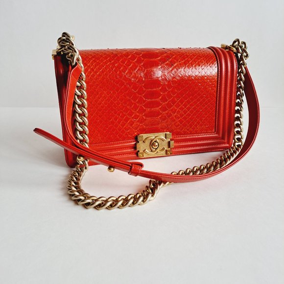 Chanel Red Python Medium Boy Flap Bag - Picture 8 of 16